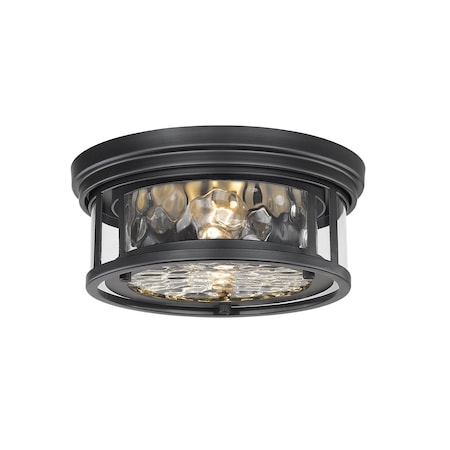 Clarion 2 Light Flush Mount, Matte Black & Inner Clear Water & Outer Clear